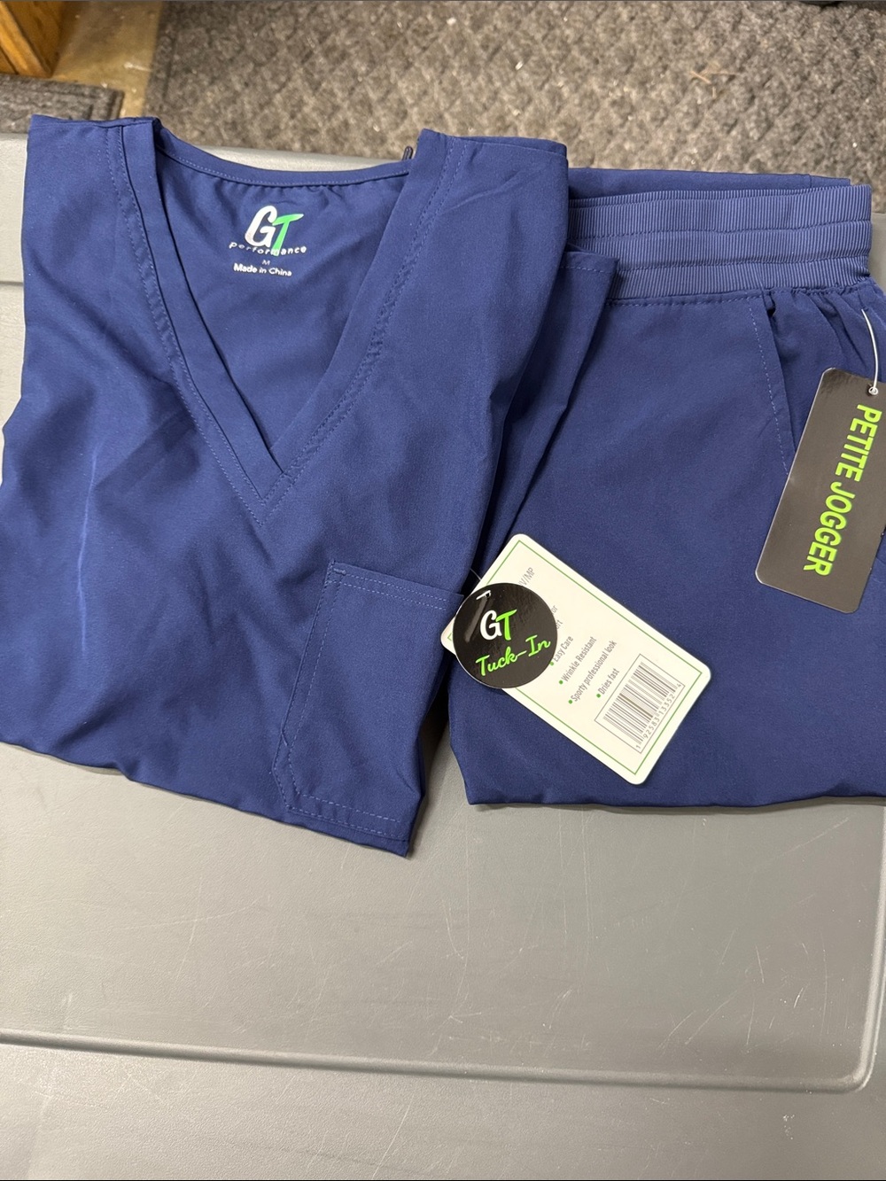 Women's Navy Petite Jogger Scrub Set